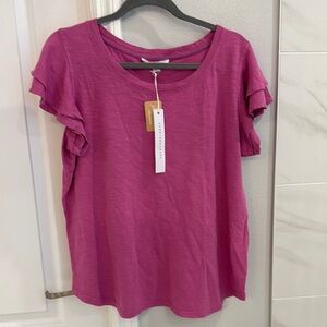 Women's Pink Ruffle Sleeve Top